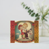 Schattigee Retro  Valentijn Kinderen Paard Feestdagenkaart (Staand voorkant)