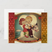 Schattigee Retro  Valentijn Kinderen Paard Feestdagenkaart (Voorkant / Achterkant)