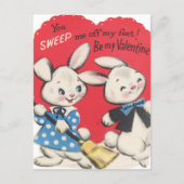 Schattigee retro  Valentijn konijntjes Briefkaart (Voorkant)