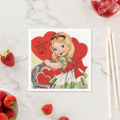 Schattigee retro  Valentijn meisje partij servet (Insitu)