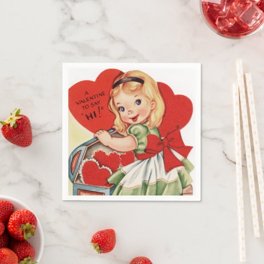 Schattigee retro  Valentijn meisje partij servet (Insitu)