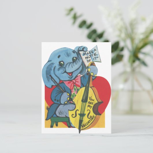 Schattigee retro  Valentijn olifant Briefkaart (Staand voorkant)