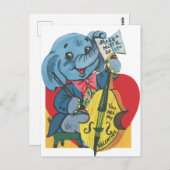 Schattigee retro  Valentijn olifant Briefkaart (Voorkant / Achterkant)