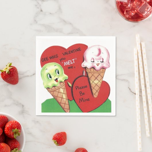 Schattigee retro  Valentijn party ijsje Servet (Insitu)