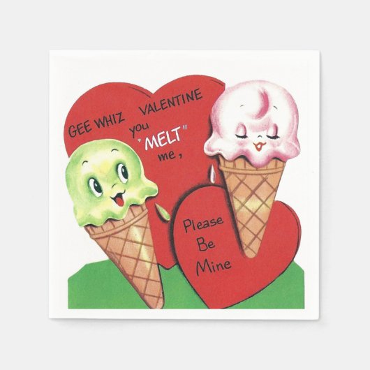Schattigee retro  Valentijn party ijsje Servet (Voorkant)