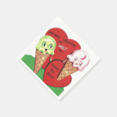 Schattigee retro  Valentijn party ijsje Servet (Hoek)