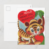 Schattigee retro Valentijn wilde tijger Feestdagenkaart (Voorkant / Achterkant)