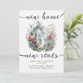 Schattigee retro verhuizen nieuwe huis Waterverf k Aankondiging (Staand voorkant)