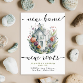 Schattigee retro verhuizen nieuwe huis Waterverf k Aankondiging