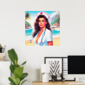 Schattigee retro verpleegkundige poster (Thuiskantoor)