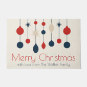Schattigee Retro Vrolijk Kerstfeest Rood Blauw Orn Deurmat (Voorkant)