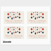 Schattigee Retro Vrolijk Kerstfeest Rood Blauw Orn Rechthoekige Sticker (Vel)