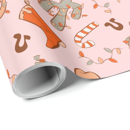 Schattigee retro Westerne kerst Cadeaupapier (Rol Hoek)