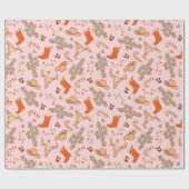 Schattigee retro Westerne kerst Cadeaupapier (Vlak)