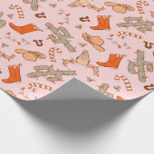 Schattigee retro Westerne kerst Cadeaupapier (Hoek)