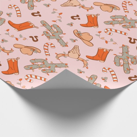 Schattigee retro Westerne kerst Cadeaupapier (Hoek)
