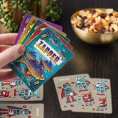 Schattigee retrobots gepersonaliseerd pokerkaarten (Insitu)