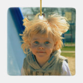 Schattigee Retrobots Gepersonaliseerde Sci-Fi Foto Keramisch Ornament (Achterkant)