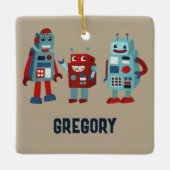 Schattigee Retrobots Gepersonaliseerde Sci-Fi Foto Keramisch Ornament (Voorkant)