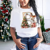 Schattigee Rheindeer Kerst Persoonlijk Initiaal T-shirt