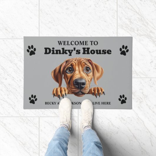 Schattigee Rhodesian Ridgeback Hondenfoto Deurmat (Binnen)