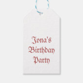 Schattigee ridder gepersonaliseerd verjaardagsfees cadeaulabel (Voorkant)