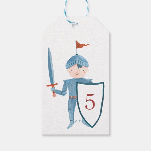 Schattigee ridder gepersonaliseerd verjaardagsfees cadeaulabel (Achterkant)