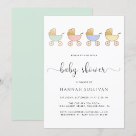 Schattigee rijtuigen Baby shower Kaart