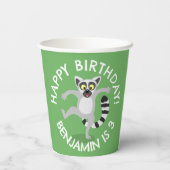 Schattigee Ringstaart Lemur cartoon Gepersonalisee Papieren Bekers (Achterkant)