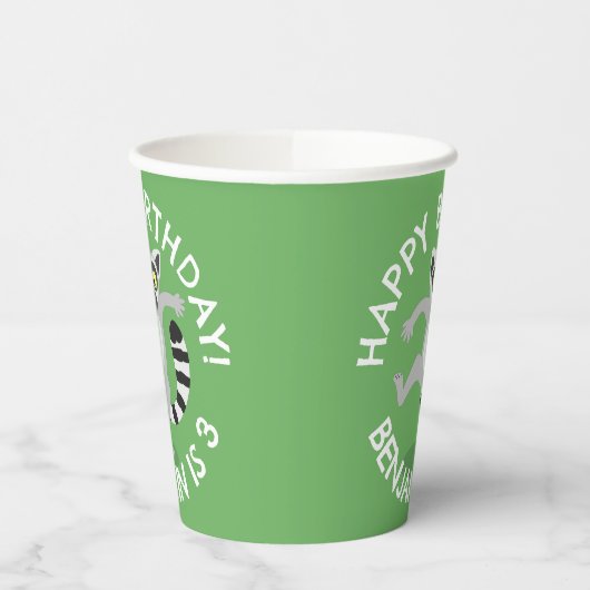Schattigee Ringstaart Lemur cartoon Gepersonalisee Papieren Bekers (Links)