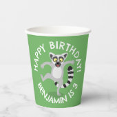 Schattigee Ringstaart Lemur cartoon Gepersonalisee Papieren Bekers (Voorkant)