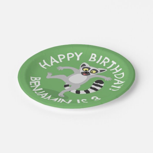 Schattigee Ringstaart Lemur cartoon Gepersonalisee Papieren Bordje (Gekanteld)