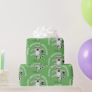 Schattigee ringstaart lemur gepersonaliseerde cart cadeaupapier