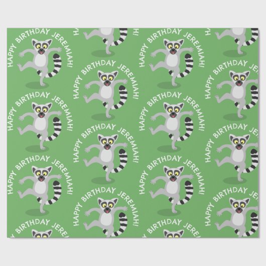 Schattigee ringstaart lemur gepersonaliseerde cart cadeaupapier (Vlak)