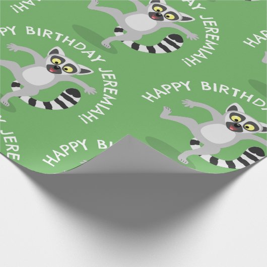 Schattigee ringstaart lemur gepersonaliseerde cart cadeaupapier (Hoek)