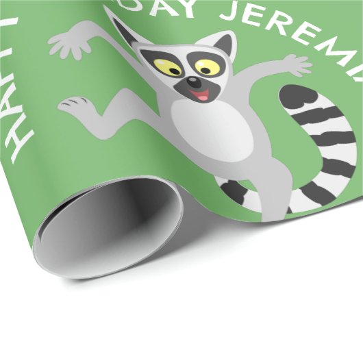 Schattigee ringstaart lemur gepersonaliseerde cart cadeaupapier (Rol Hoek)