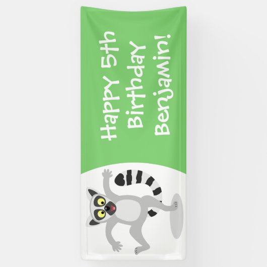 Schattigee ringstaart lemur gepersonaliseerde cart spandoek (Verticaal)