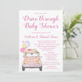 Schattigee rit door Baby shower Kaart (Staand voorkant)