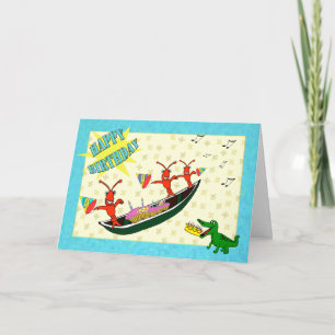 Schattigee rivierkreeft en alligator Happy Birthda Kaart