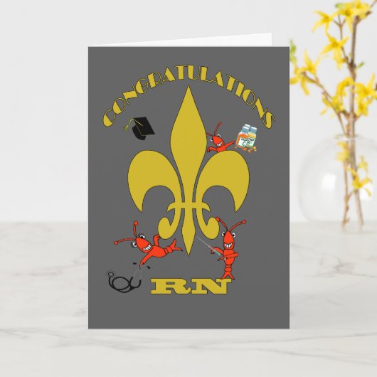 Schattigee rivierkreeft Fleur de Lis Gefeliciteerd Kaart (Gele Bloem)