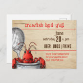 Schattigee rivierkreeft met zilveren pot en ingela uitnodiging briefkaart (Voorkant / Achterkant)