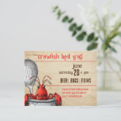 Schattigee rivierkreeft met zilveren pot en ingela uitnodiging briefkaart (Staand voorkant)