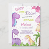 Schattigee Roar Party Kaart voor meisjes (Voorkant)