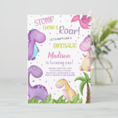 Schattigee Roar Party Kaart voor meisjes (Staand voorkant)