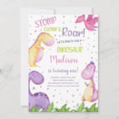 Schattigee Roarsome Party Kaart voor meisjes (Voorkant)