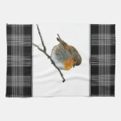Schattigee Robin Bird Redbreast buffalol plaid bor Theedoek (Horizontaal)