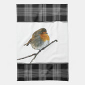Schattigee Robin Bird Redbreast buffalol plaid bor Theedoek (Verticaal)