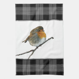 Schattigee Robin Bird Redbreast buffalol plaid bor Theedoek