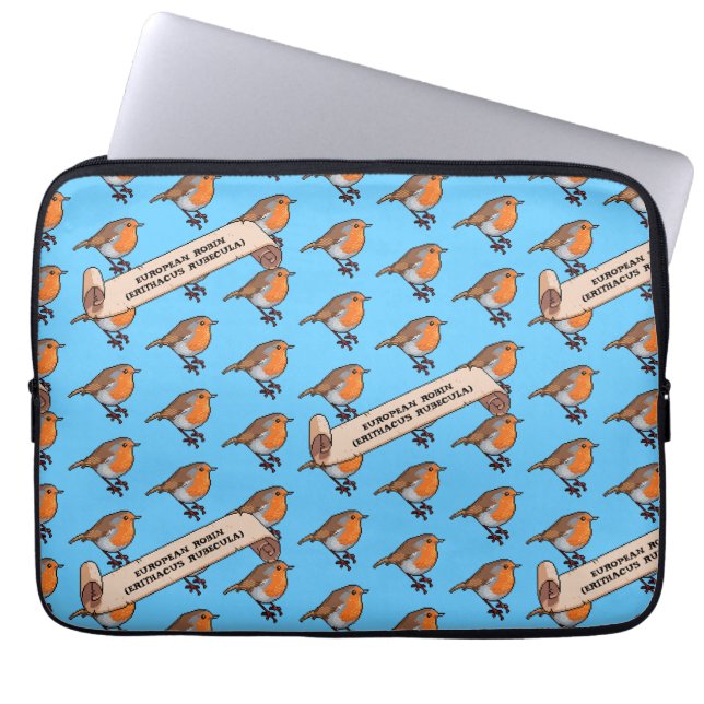 Schattigee Robin Europese Robin Erithacus Rubecula Laptop Sleeve (Voorkant)