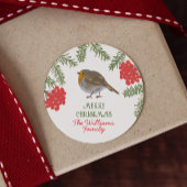 Schattigee Robin Familienaam Kerst Ronde Sticker